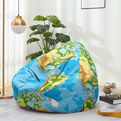 FANSU Sitzsack Waschbar Sitzsack Ohne Füllung Sitzsäcke für Kinder Erwachsene Sitzsack-Stuhlbezug Outdoor Indoor Stofftier Aufbewahrung mit Reißverschlus (90x110cm,Ozean) von FANSU