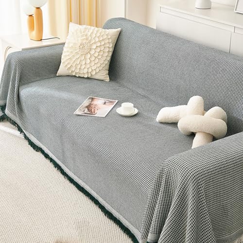 FANSU Sofabezug L Form 1 2 3 4 Sitzer, Elegant Sofaüberwurf Decke Ecksofa Universelle rutschfeste Couch Bezug Sofaschoner Sofa Decken Couch Überwürf Einteiliger Sofabezug (Dunkelgrün,180 * 340cm) von FANSU