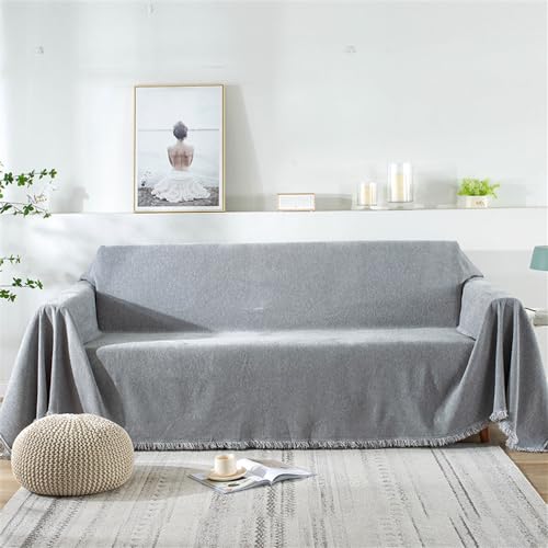 FANSU Sofabezug L Form 1 2 3 4 Sitzer, Sofaüberwurf Decke Ecksofa rutschfeste Moderne Einfarbig Couch Bezug Sofaschoner Sofa Decken Einteiliger Couch Überwürf (2 Sitzer Plus(180x260cm,Grau) von FANSU