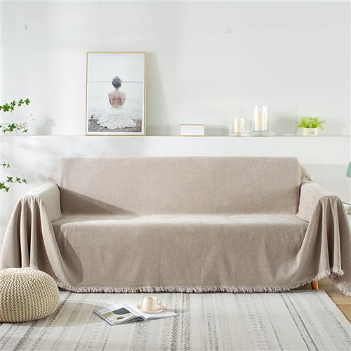 FANSU Sofabezug L Form 1 2 3 4 Sitzer, Sofaüberwurf Decke Ecksofa rutschfeste Moderne Einfarbig Couch Bezug Sofaschoner Sofa Decken Einteiliger Couch Überwürf (3 Sitzer(180x300cm,Khaki) von FANSU