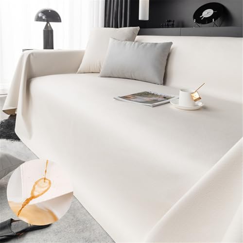 FANSU Sofabezug L Form 1 2 3 4 Sitzer, Wasserdicht PU Leder Sofaüberwurf Decke Ecksofa rutschfeste Couch Bezug Sofaschoner Sofa Decken Couch Überwürf Einteiliger Sofabezug (205x180cm,Weiß) von FANSU