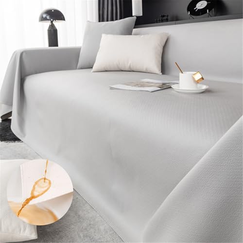 FANSU Sofabezug L Form 1 2 3 4 Sitzer, Wasserdicht PU Leder Sofaüberwurf Decke Ecksofa rutschfeste Couch Bezug Sofaschoner Sofa Decken Couch Überwürf Einteiliger Sofabezug (90x180cm,Grau) von FANSU