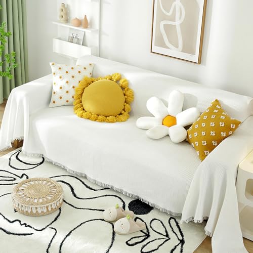 FANSU Sofabezug L Form 1 2 3 4 Sitzer, Zwei Farben Reversibel Sofaüberwurf Decke Ecksofa Couch Bezug Sofaschoner Sofa Decken Einteiliger Couch Überwürf (Weiß,3 Sitzer Plus(180x340cm) von FANSU