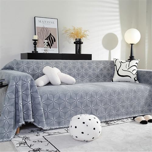 FANSU Sofabezug L Form 1 2 3 4 Sitzer Sofaüberwurf Decke Ecksofa Retro Geometrie Universelle rutschfeste Couch Bezug Sofaschoner Sofa Decken Couch Überwürf Einteiliger Sofabezug (Grau,180x130cm) von FANSU