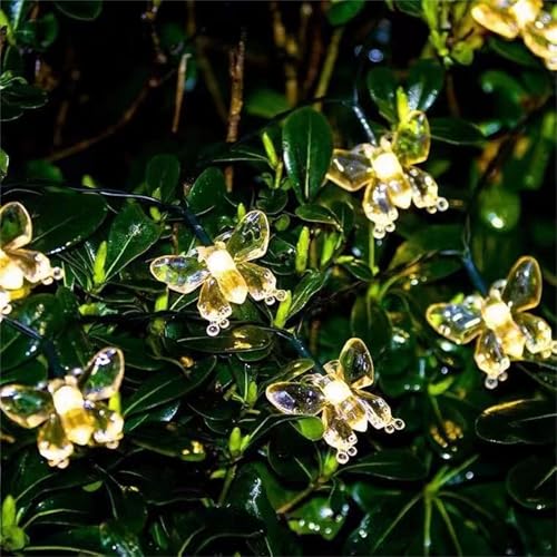 FANSU Solar Lichterkette für Außen Garten Deko,Schmetterling Solar Lichterkette Aussen 8 Modi IP44 Wasserdicht Solarlichterkette Outdoor Solarlampen Garten Deko für Party (Warm Licht,7 M/50 LED) von FANSU