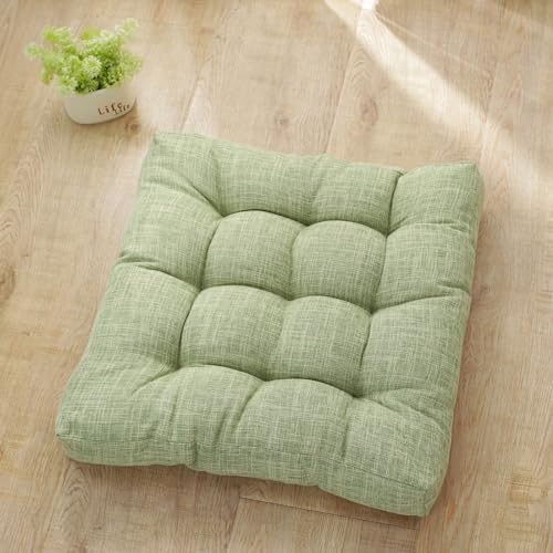 FANSU Solide Farbe Stuhlkissen, Baumwolle Leinen Stuhl Kissenauflage Sitzkissen Stuhlauflage Sitzpolster Weiche Atmungsaktiv Sitzauflage Gartenkissen für Bürostuhl, Küche (45x45cm,Hellgrün) von FANSU