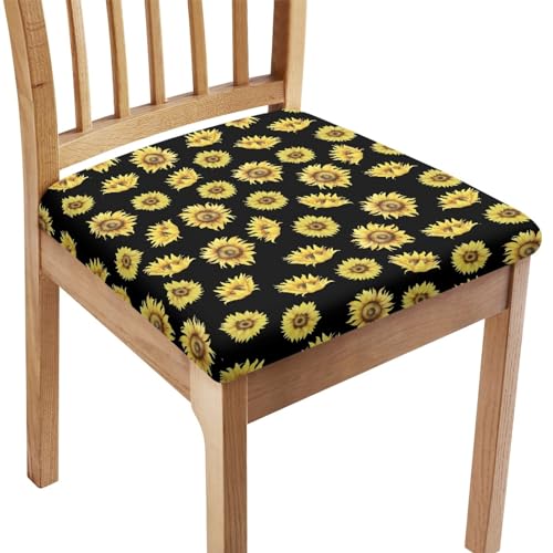 FANSU Sonnenblume Drucken Esszimmerstuhl Sitzbezüge, Stuhlbezug Sitzfläche 1 2 4 6er Set - Stuhl Sitzbezüge/Bezug für Stühle/Stuhlhussen für Stühle, für Küche (Gelb Blütenblätter,1 Stück) von FANSU