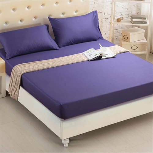 FANSU Spannbettlaken Mikrofaser Einfarbig Spannbetttücher Elastisch Weiche Bequem Spannbetttücher Spannbetttuch Spannleintuch für Boxspringbett, 20cm Tiefe Tasche (Violett,200x220+20cm) von FANSU