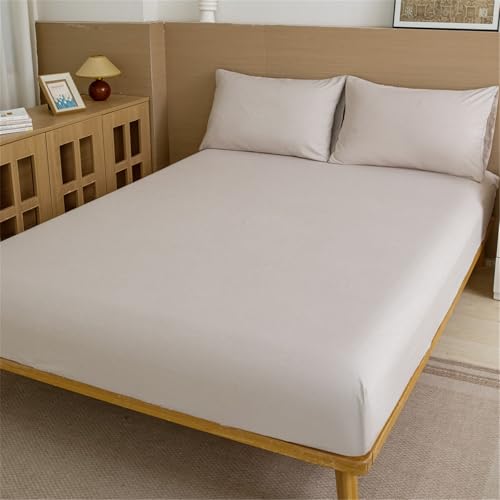 FANSU Spannbettlaken Polyester Bettlaken 25cm Extra Tiefe Taschenlaken Weiche Bequem Spannbetttuch für Einzelbett Doppelbett Boxspringbett, 5 Einfarbig (90x200+25cm,Khaki) von FANSU