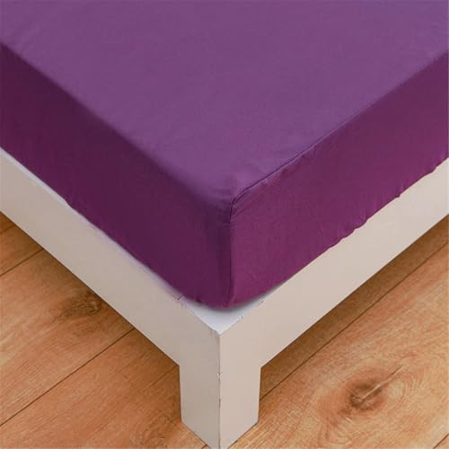 FANSU Spannbettlaken Polyester Bettlaken 25cm Extra Tiefe Taschenlaken Weiche Bequem Spannbetttuch für Einzelbett Doppelbett Boxspringbett, Einfarbig (Lila,90x200+25cm) von FANSU