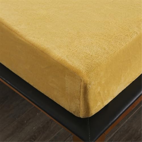 FANSU Spannbettlaken Samt Spannbetttücher Elastisch Bettlaken Weiche Warme Samt Spannbetttücher Spannbetttuch Spannleintuch für Boxspringbett, 25cm Tiefe Tasche, Einfarbig (Gelb,100x200cm) von FANSU