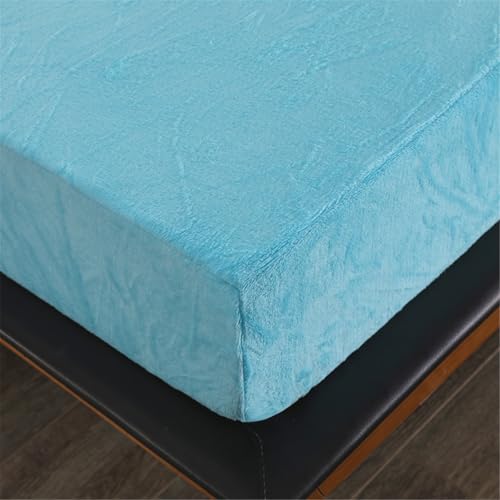 FANSU Spannbettlaken Samt Spannbetttücher Elastisch Bettlaken Weiche Warme Samt Spannbetttücher Spannbetttuch Spannleintuch für Boxspringbett, 25cm Tiefe Tasche, Einfarbig (Seeblau,120x200cm) von FANSU