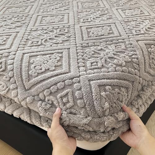 FANSU Spannbettlaken Samt Spannbetttücher Elastisch Bettlaken Weiche Warme Spannbetttücher Spannbetttuch Spannleintuch für Boxspringbett, 25cm Tiefe Tasche, Einfarbig (180x200cm,Hellgrau) von FANSU