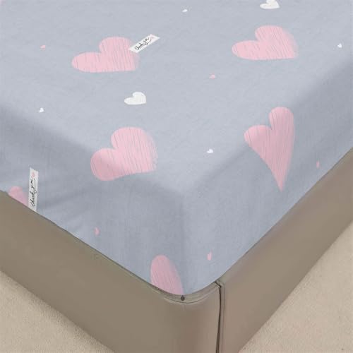 FANSU Spannbettlaken mit Blätter Muster Polyester Bettlaken 30cm Extra Tiefe Taschenlaken Weiche Bequem Spannbetttuch für Einzelbett Doppelbett Boxspringbett -Herz Liebe (Grau,200x200cm) von FANSU