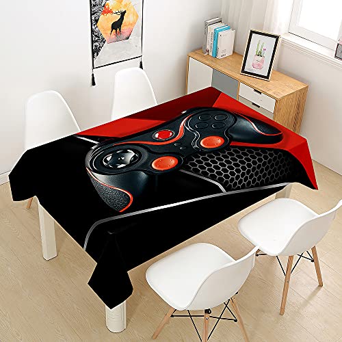 FANSU Spiel Tischdecke Wasserdicht Tischwäsche, Rechteckige Wasserabweisend Abwaschbar 3D Tischtuch für Küche Garten Outdoor Esstisch Dekoration (Schwarz Rot,140x180cm) von FANSU