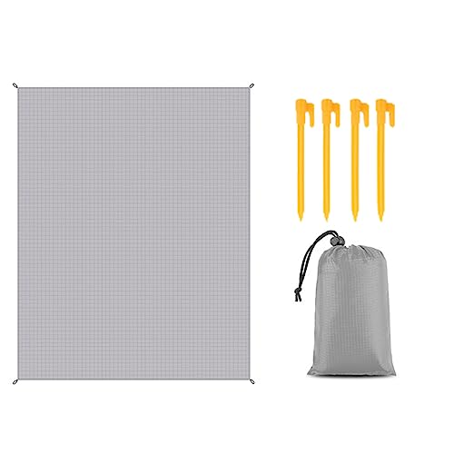 FANSU Strandmatte Outdoor, Picknickdecke Wasserdicht, Picknickdecke 200x200, Stranddecke Sandfrei, Waschbare Stranddecke für Camping, Party, Strand, Picknick, Outdoor (200x200cm,Hellgrau) von FANSU