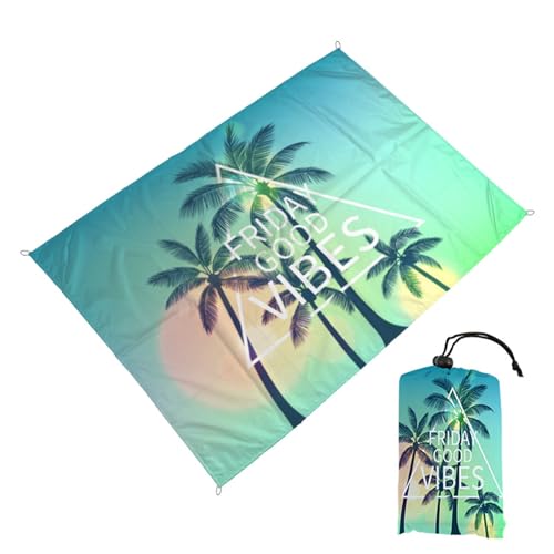 FANSU Strandmatte Outdoor, Picknickdecke Wasserdicht, Picknickdecke 200x210, Stranddecke Sandfrei, Waschbare Stranddecke für Strand, Camping, Picknick, Outdoor (200 * 210cm,Kokosnussbaum) von FANSU