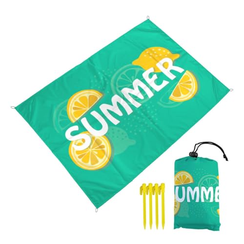 FANSU Strandmatte Outdoor, Sommer Strand Picknickdecke Wasserdicht Picknickdecke Wasserdicht Picknickdecke Stranddecke, Waschbare Stranddecke für Wandern Strand Reisen Pic (100x140cm,Zitrone) von FANSU