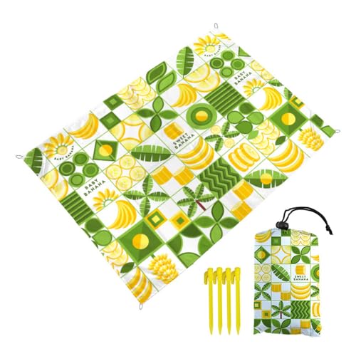 FANSU Strandmatte Outdoor, Sommer Strand Picknickdecke Wasserdicht Picknickdecke Wasserdicht Picknickdecke Stranddecke, Waschbare Stranddecke für Wandern Strand Reisen Pic (140x200cm,Banane) von FANSU