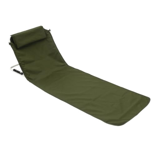 FANSU Strandmatte mit Rückenlehne 1er Set, Strandliege Klappbar Leicht Tragbar Sonnenliege Klappbar Bis 150 kg für Outdoor Sommer Strand Pool Camping (160 * 54 * 54cm,Armeegrün) von FANSU
