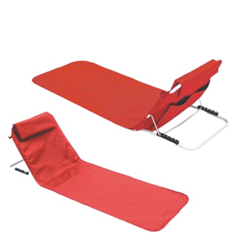 FANSU Strandmatte mit Rückenlehne 1er Set, Strandliege Klappbar Leicht Tragbar Sonnenliege Klappbar Bis 150 kg für Outdoor Sommer Strand Pool Camping (160 * 54 * 54cm,Rot) von FANSU