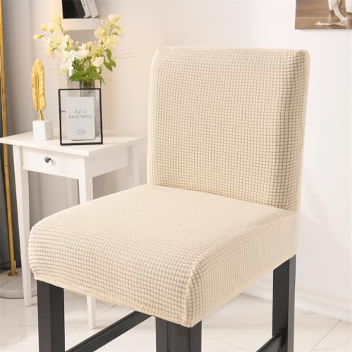 FANSU Stretch Barhockerbezug mit Rückenlehne Barhocker Stuhlhussen aus Jacquard Stuhlbezug Drehbare Esszimmerstuhlbezüge Abnehmbar Waschbar für Hochstühle Thekenhocker (Beige,2er Set) von FANSU
