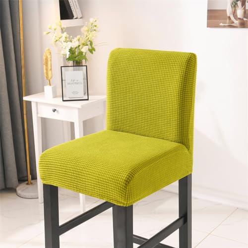 FANSU Stretch Barhockerbezug mit Rückenlehne Barhocker Stuhlhussen aus Jacquard Stuhlbezug Drehbare Esszimmerstuhlbezüge Abnehmbar Waschbar für Hochstühle Thekenhocker (Senf Grün,6er Set) von FANSU