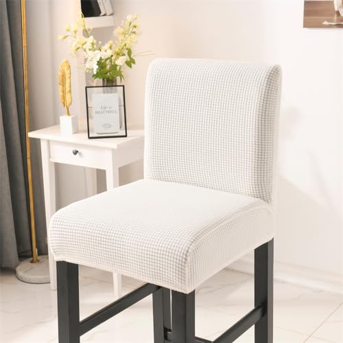 FANSU Stretch Barhockerbezug mit Rückenlehne Barhocker Stuhlhussen aus Jacquard Stuhlbezug Drehbare Esszimmerstuhlbezüge Abnehmbar Waschbar für Hochstühle Thekenhocker (Weiß,2er Set) von FANSU