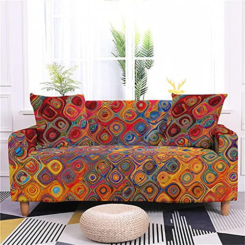 FANSU Stretch Sofabezug Antirutsch Sofaüberwürfe mit Armlehnen, Bunter Graffitidruck 3D Ecksofa L Form Sofa/Couchbezug/Sesselbezug für Wohnzimmer Wohnkultur (Indischer Stil,1 Sitzer) von FANSU