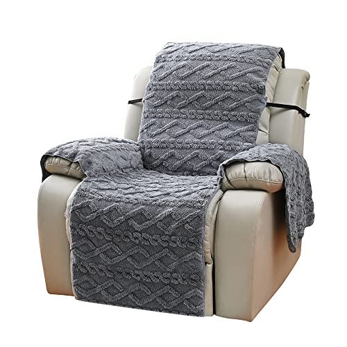 FANSU Stretchhusse für Relaxsessel Komplett Sesselbezug, Jacquard Plüsch 2 Sitzer Sesselschoner für Recliner Stuhl Sessel, Sofabezug Bezug für Fernsehsessel Liege (2 Sitzer,grau) von FANSU