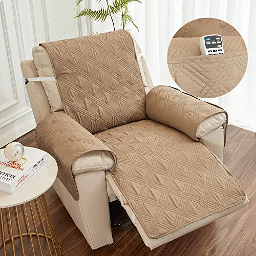 FANSU Stretchhusse für Relaxsessel Komplett Sesselbezug mit Tasche, 1 Sitzer Sesselschoner für Recliner Stuhl Sessel, Stretch Sofabezug, Elastisch Bezug für Fernsehsessel Liege (Khaki) von FANSU