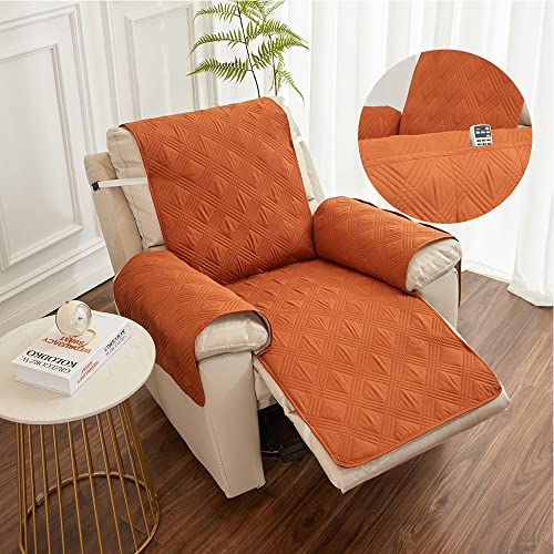 FANSU Stretchhusse für Relaxsessel Komplett Sesselbezug mit Tasche, 1 Sitzer Sesselschoner für Recliner Stuhl Sessel, Stretch Sofabezug, Elastisch Bezug für Fernsehsessel Liege (Orange) von FANSU