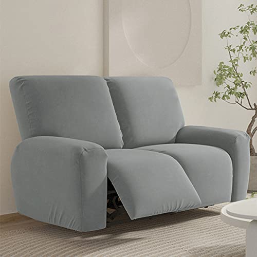 FANSU Stretchhusse für Relaxsessel Komplett Sesselschoner für Recliner Chair, Einfarbig Sesselbezug mit Taschen Wohnzimmer Elastisch Bezug für Fernsehsessel (Grau, 2 Sitzer) von FANSU