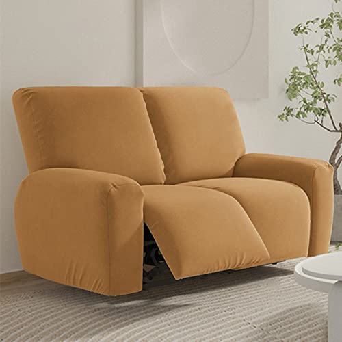 FANSU Stretchhusse für Relaxsessel Komplett Sesselschoner für Recliner Chair, Einfarbig Sesselbezug mit Taschen Wohnzimmer Elastisch Bezug für Fernsehsessel (Kamel, 2 Sitzer) von FANSU