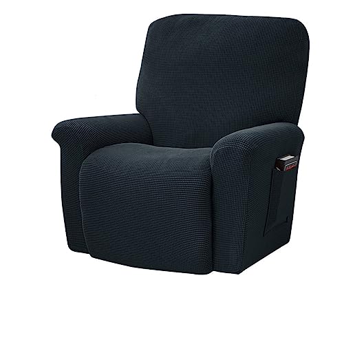 FANSU Stretchhusse für Relaxsessel Sesselbezug, 1 Sitzer Sesselschoner für Recliner Stuhl Sessel, Einfarbig Jacquard Stretch Sofabezug, Dick Elastisch Bezug für Fernsehsessel Liege (Schwarz) von FANSU