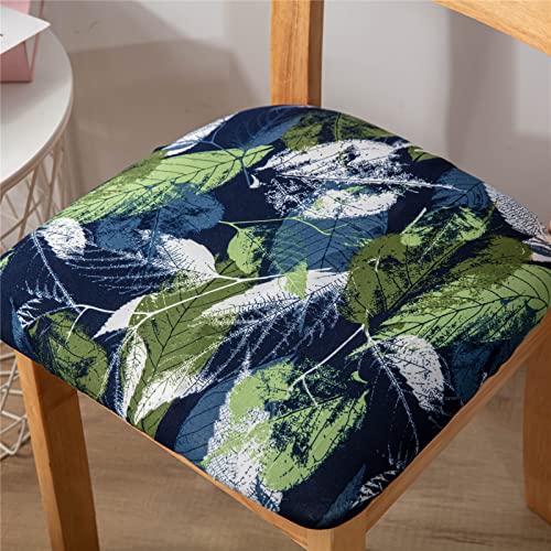 FANSU Stuhlbezug Sitzfläche 1 2 4 6er Set, Blatt Muster Stretch Esszimmerstuhl Sitzbezüge Keine Rückenlehne Stuhl Sitzbezüge Waschbar für Restaurant, Bürostühle, Bar (Grüne Blätter,4 Stück) von FANSU
