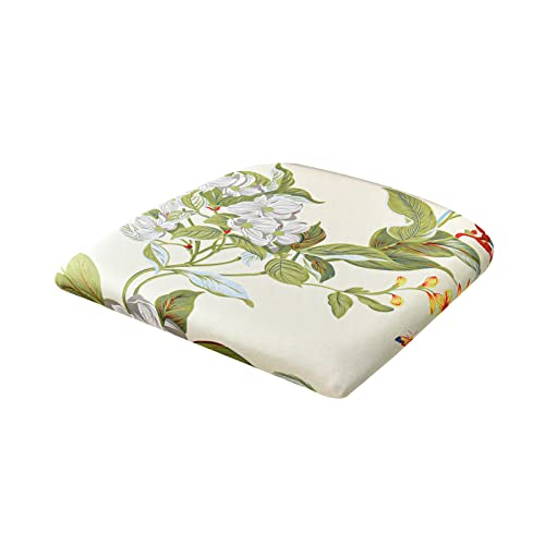 FANSU Stuhlbezug Sitzfläche 1 2 4 6er Set, Blumen Muster Stretch Esszimmerstuhl Sitzbezüge Keine Rückenlehne Stuhl Sitzbezüge Waschbar für Restaurant, Bürostühle, Bar (Grüne Blätter,4 Stück) von FANSU
