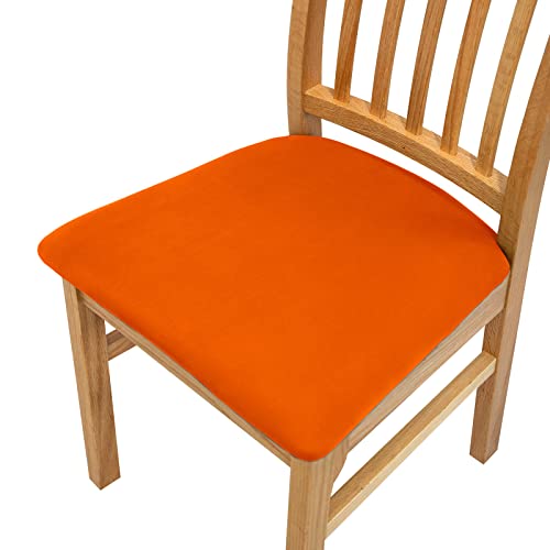FANSU Stuhlbezug Sitzfläche 1 2 4 6er Set, Feste Farbe Stretch Esszimmerstuhl Sitzbezüge Stuhl Sitzbezüge Keine Rückenlehne Waschbar für Restaurant Bürostühle Bar (2 Stück,Orange) von FANSU