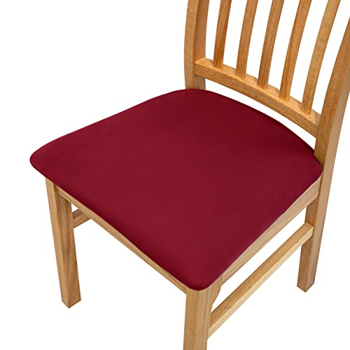 FANSU Stuhlbezug Sitzfläche 1 2 4 6er Set, Feste Farbe Stretch Esszimmerstuhl Sitzbezüge Stuhl Sitzbezüge Keine Rückenlehne Waschbar für Restaurant Bürostühle Bar (2 Stück,Rot) von FANSU