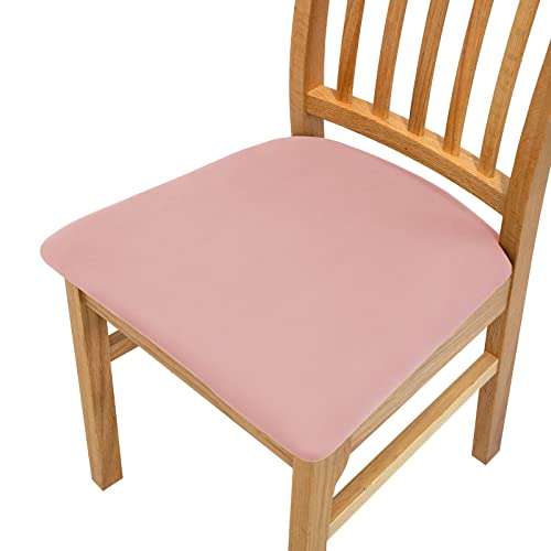 FANSU Stuhlbezug Sitzfläche 1 2 4 6er Set, Feste Farbe Stretch Esszimmerstuhl Sitzbezüge Stuhl Sitzbezüge Keine Rückenlehne Waschbar für Restaurant Bürostühle Bar (4 Stück,Rosa) von FANSU