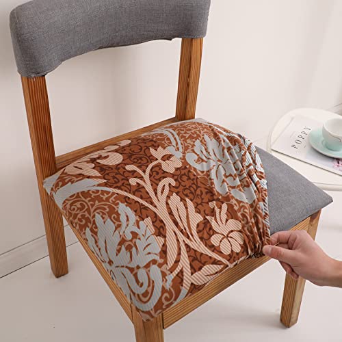 FANSU Stuhlbezug Sitzfläche 1 2 4 6er Set, Stretch Esszimmerstuhl Sitzbezüge Keine Rückenlehne Stuhl Sitzbezüge Abnehmbar Waschbar für Restaurant Bürostühle & Bar (Braun,1 Stück) von FANSU