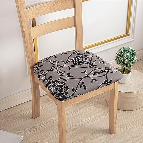 FANSU Stuhlbezug Stretch Sitzfläche, 2 4 6 8er Set Esszimmerstuhl Sitzbezüge Stuhl Sitzbezüge Keine Rückenlehne Abnehmbar Waschbar für Restaurant Bürostühle Bar (Schwarze Blätter,4 Stücke) von FANSU