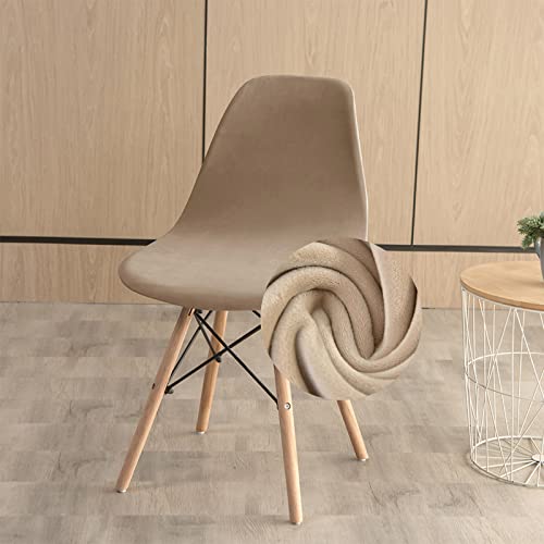 FANSU Stuhlhussen 1/2/4/6er Set Strech Esszimmerstühle Bezug Luxus Samt Küchenstühle Husse Waschbar Elegante Schwingstühle Schalenstuhlbezug für Wohnzimmer Esszimmer (Beige,1 Stück) von FANSU