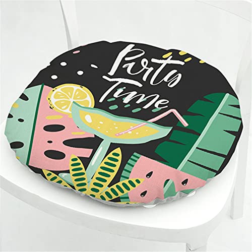 FANSU Stuhlkissen Rund 40cm, Pflanzen Drucken Sitzkissen Leinen Weiches Stuhl Auflage Tatami Atmungsaktiv Komfortable Sitzpolster für Indoor Zuhause Stuhl Balkon Garten (40cm,Gelbe Zitrone) von FANSU