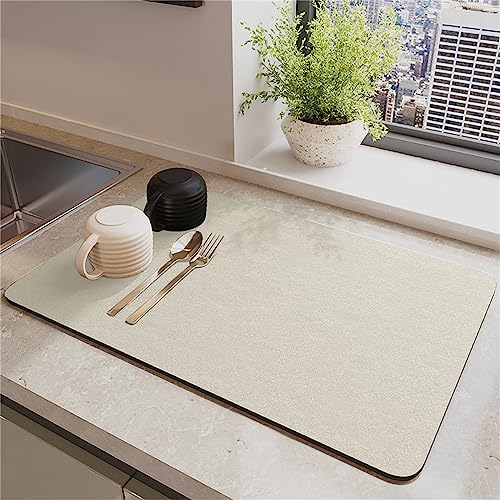 FANSU Super Saugfähig Abtropfmatte für die Küche, Solide Farbe GeschirrAbtropfmatte rutschfest Kaffeemaschine Unterlage Abtropfmatte für Spüle für Restaurant Bar Café (40x50cm,Khaki-Farbe) von FANSU