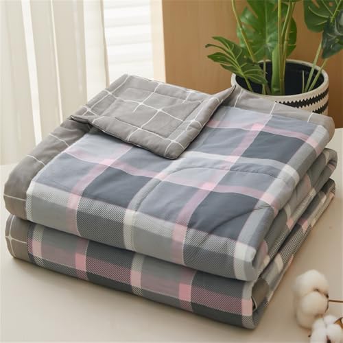 FANSU Tagesdecke Bettüberwurf Steppdecke 100% Baumwolle Doppelbett Einselbetten Tagesdecken Gesteppt Bettwäsche Sofaüberwurf Wohndecke Nordischer Blumendruck Bettdecke (Karierter Stoff,150x200cm) von FANSU