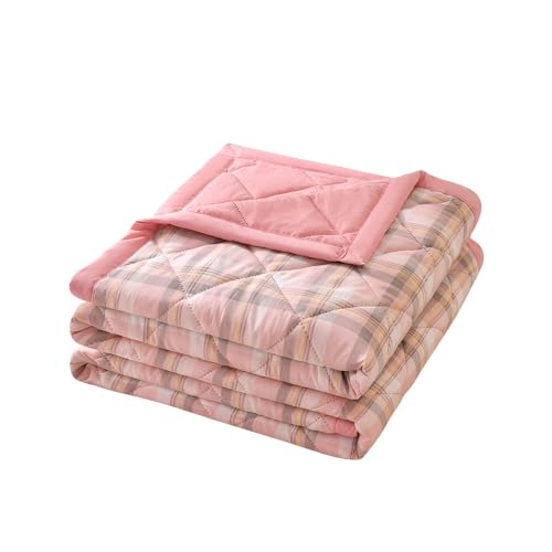 FANSU Tagesdecke Bettüberwurf Steppdecke Mikrofaser Doppelbett Einselbetten Tagesdecken Gesteppt Bettwäsche Sofaüberwurf Wohndecke Bettdecke Stepp Gesteppter Quilt (rosa kariert,150x200cm) von FANSU