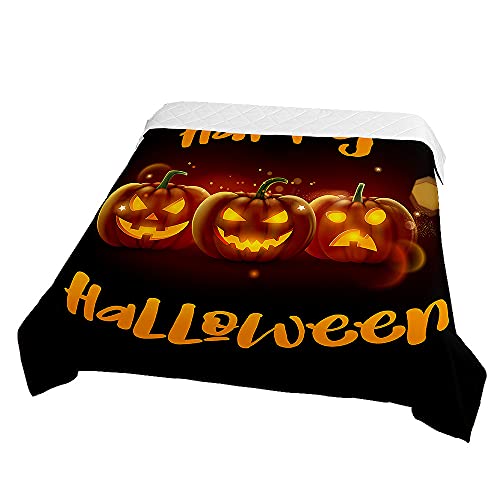 FANSU Tagesdecke Bettüberwurf Steppdecke Mikrofaser Doppelbett Einselbetten Tagesdecken Gesteppt Bettwäsche Sofaüberwurf Wohndecke Halloween Kürbis Bettdecke mit Ultraschall Genäht (7,200x230cm) von FANSU