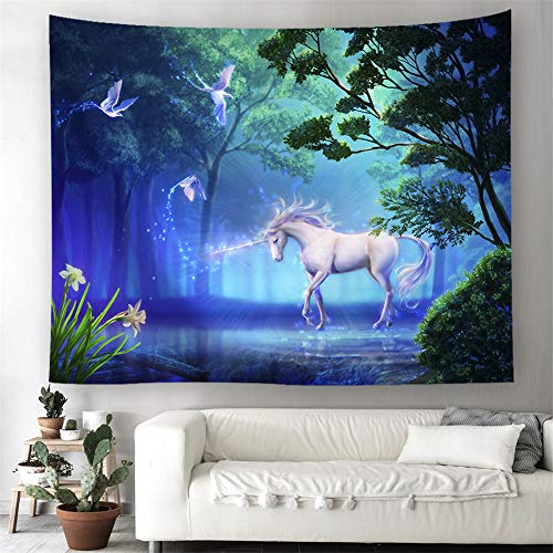 FANSU Tapisserie Wandbehang, 3D Polyester Wandtuch Meditation Yogamatte Strandtuch Böhmischer Mandala Hippie für Schlafzimmer Wohnzimmer Schlafsaal Dekor (130x150cm,Einhorn A) von FANSU