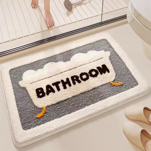 FANSU Teppich rutschfeste Weiche Badezimmerteppich, Teppich Wohnzimmer Rechteck Badematte Maschinenwaschbar Fussmatte für Badezimmer, Wohnzimmer (Badewanne,60x90cm) von FANSU